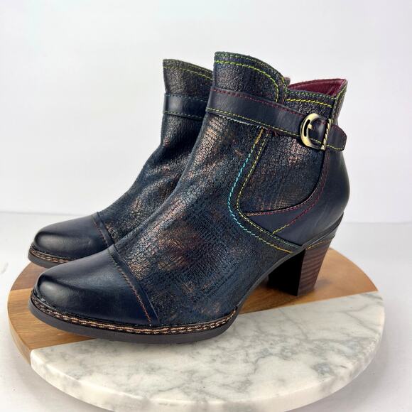 NEW L'Artiste By Spring Step 38 Captivate Women's Leather Block Heel Boots - Picture 3 of 14